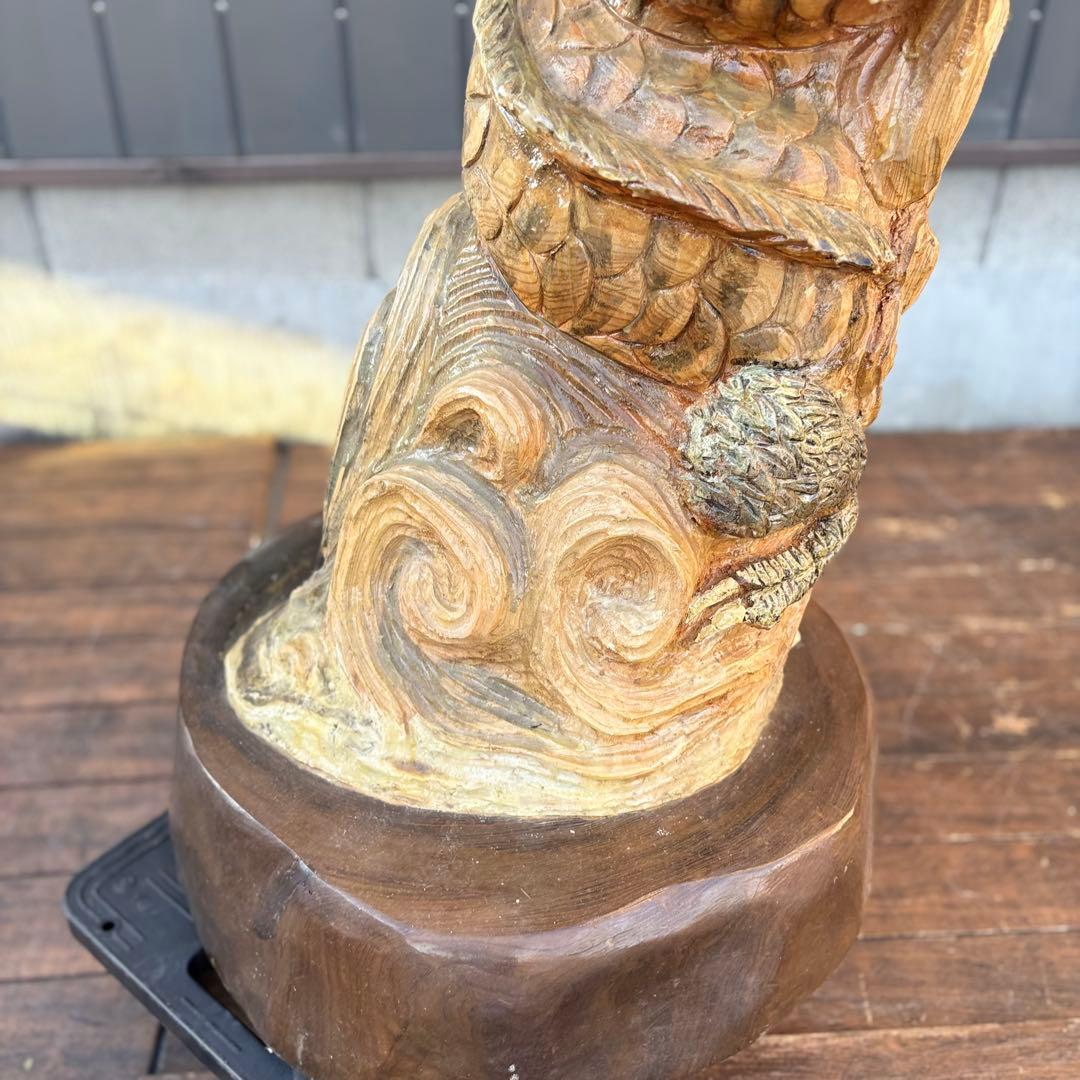 大迫力！木彫り 昇り龍 ドラゴン 一刀彫 置物 大型彫刻 和風 美術品ビンテージ