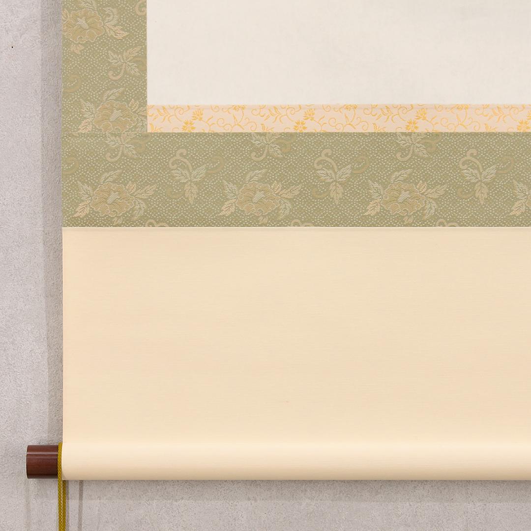 掛軸 日本画 箕輪虹游「柿」共箱 柿に小鳥図 秋掛け