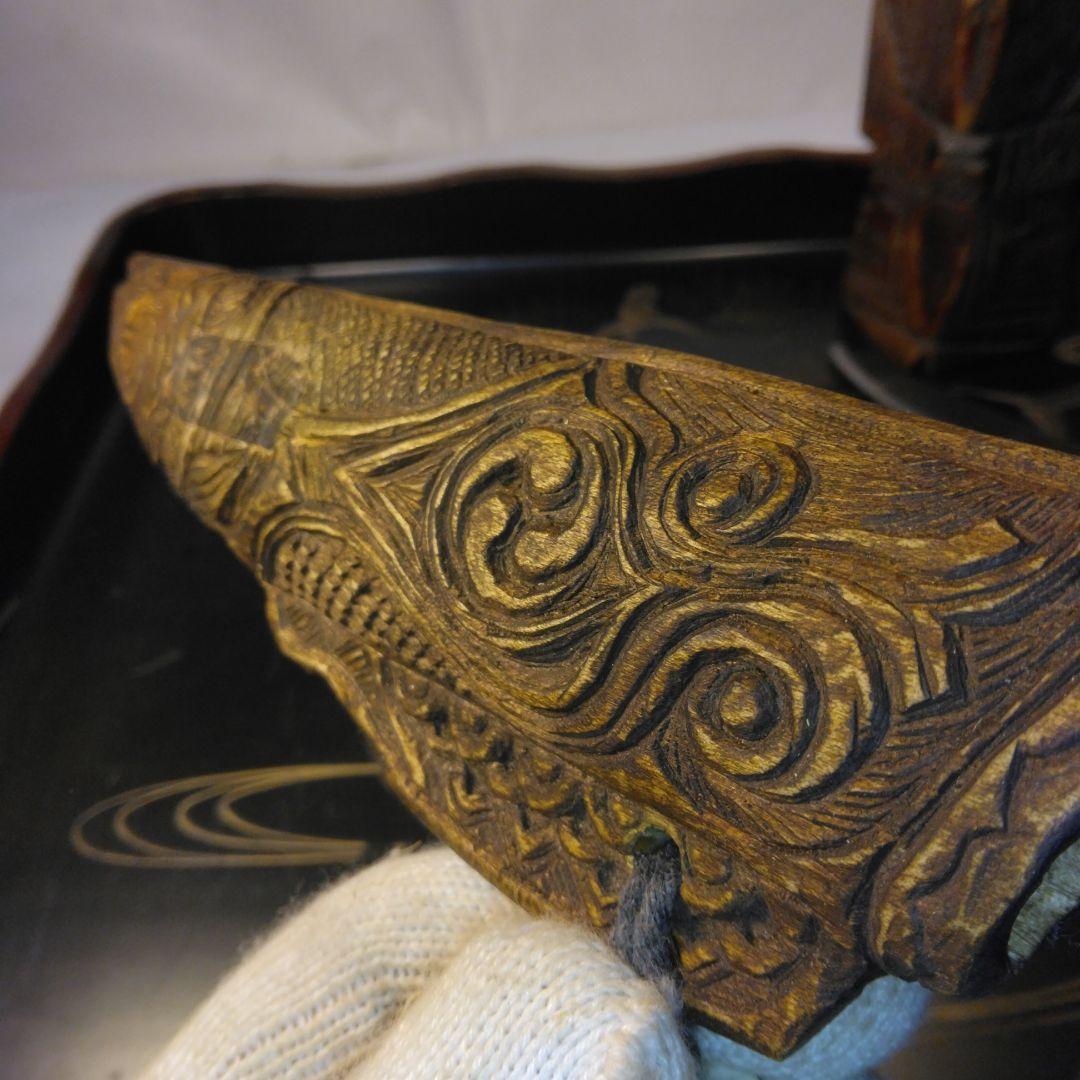 アイヌマキリ　イクパスイ　木製魚の彫刻　北海道　骨董昭和。