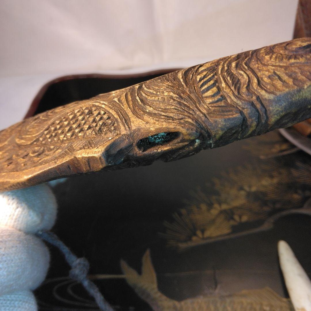 アイヌマキリ　イクパスイ　木製魚の彫刻　北海道　骨董昭和。