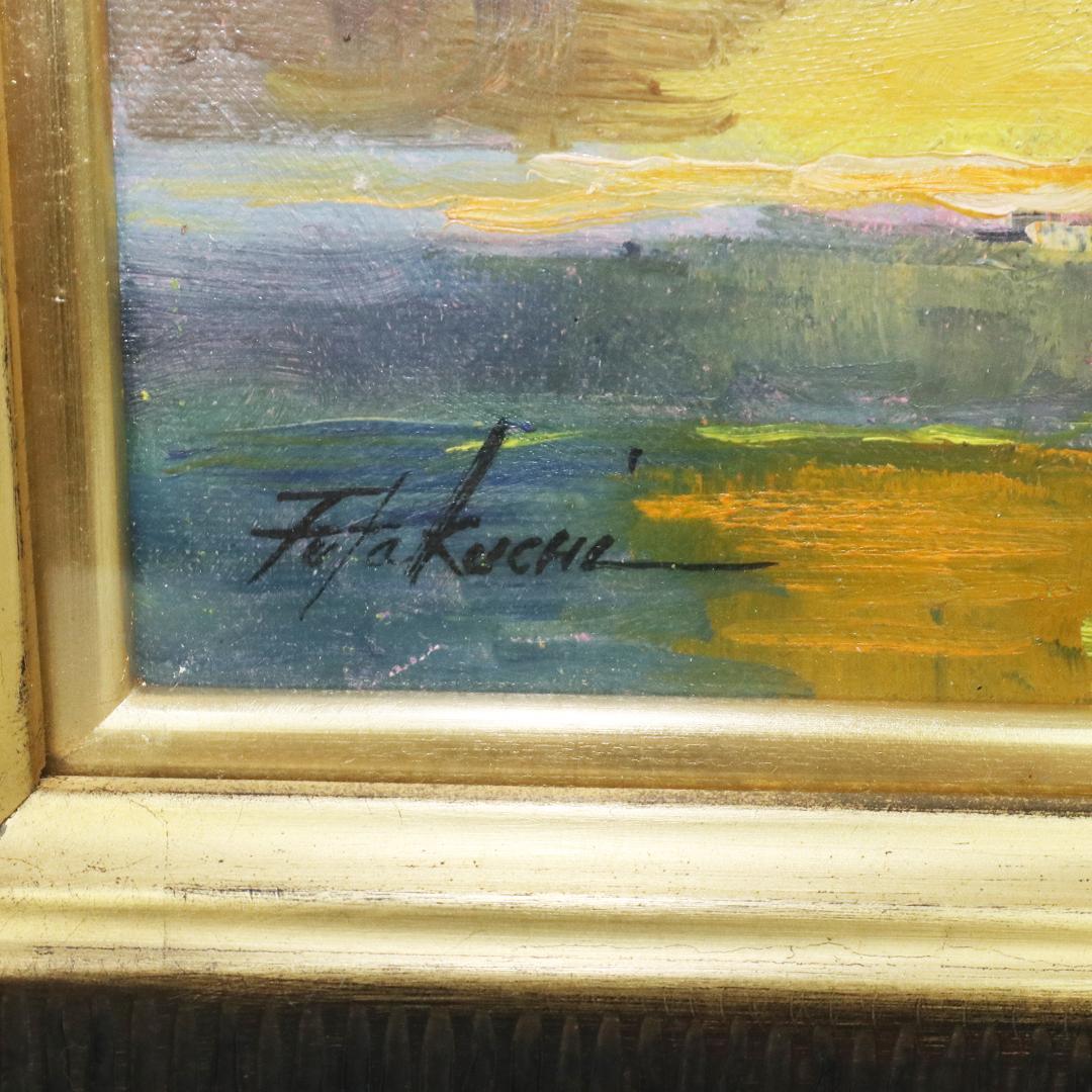 星空のセーヌ川　油絵 二口正和 油彩画 F4号