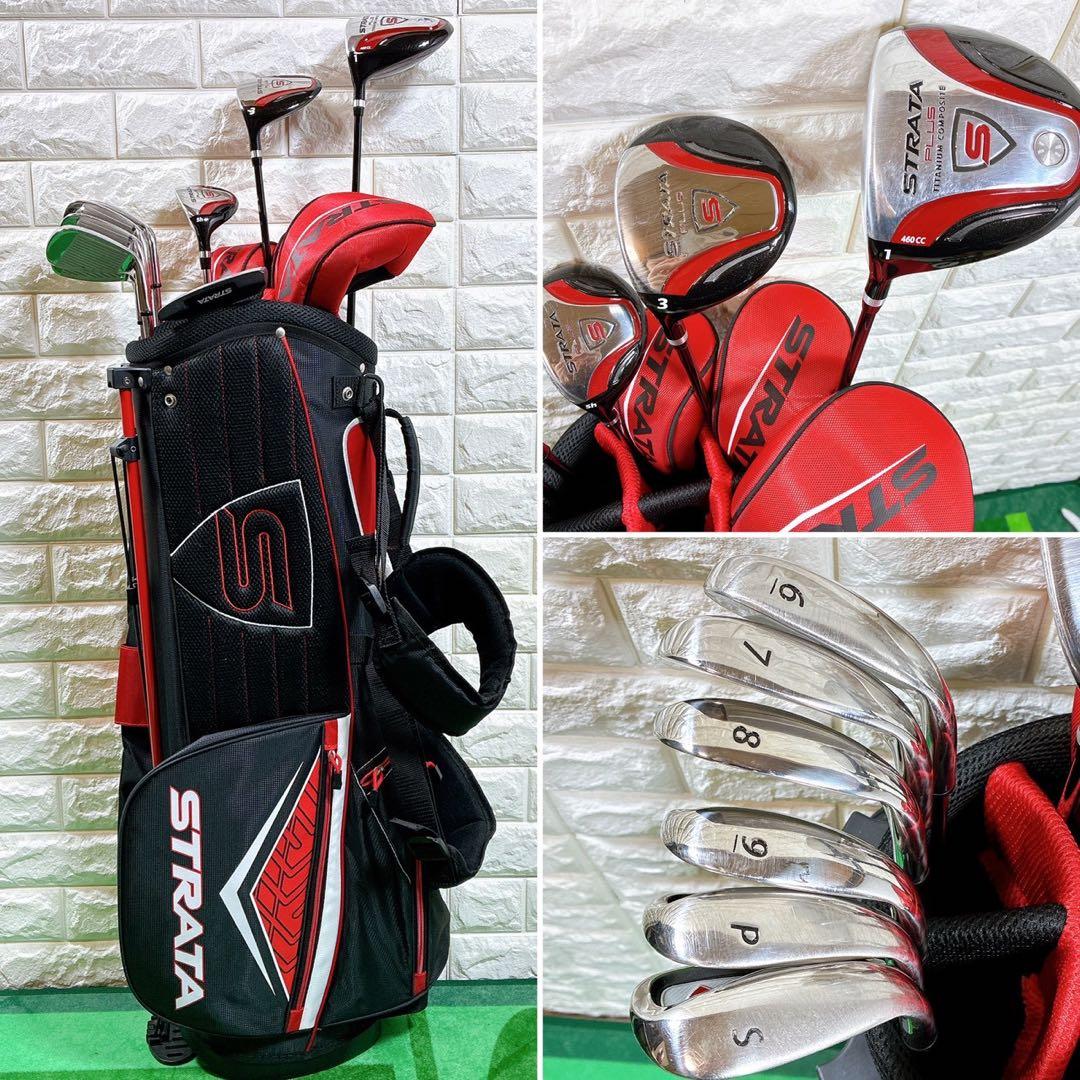 【左利き用・初心者OK】STRATA メンズゴルフクラブセット 10本