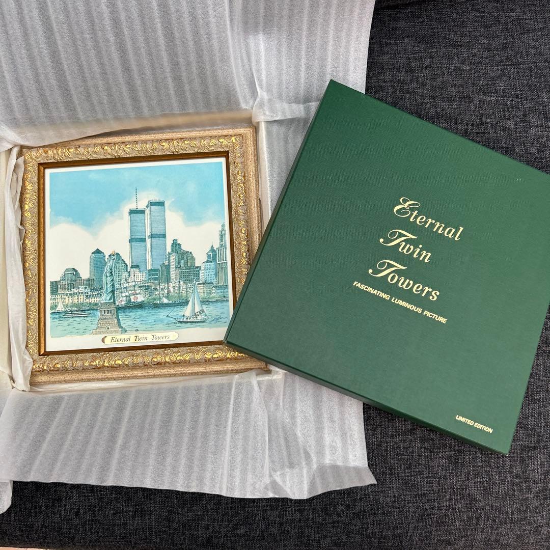 新品 80年代 ビンテージニューヨーク ツインタワー 自由の女神　額装　額縁付き