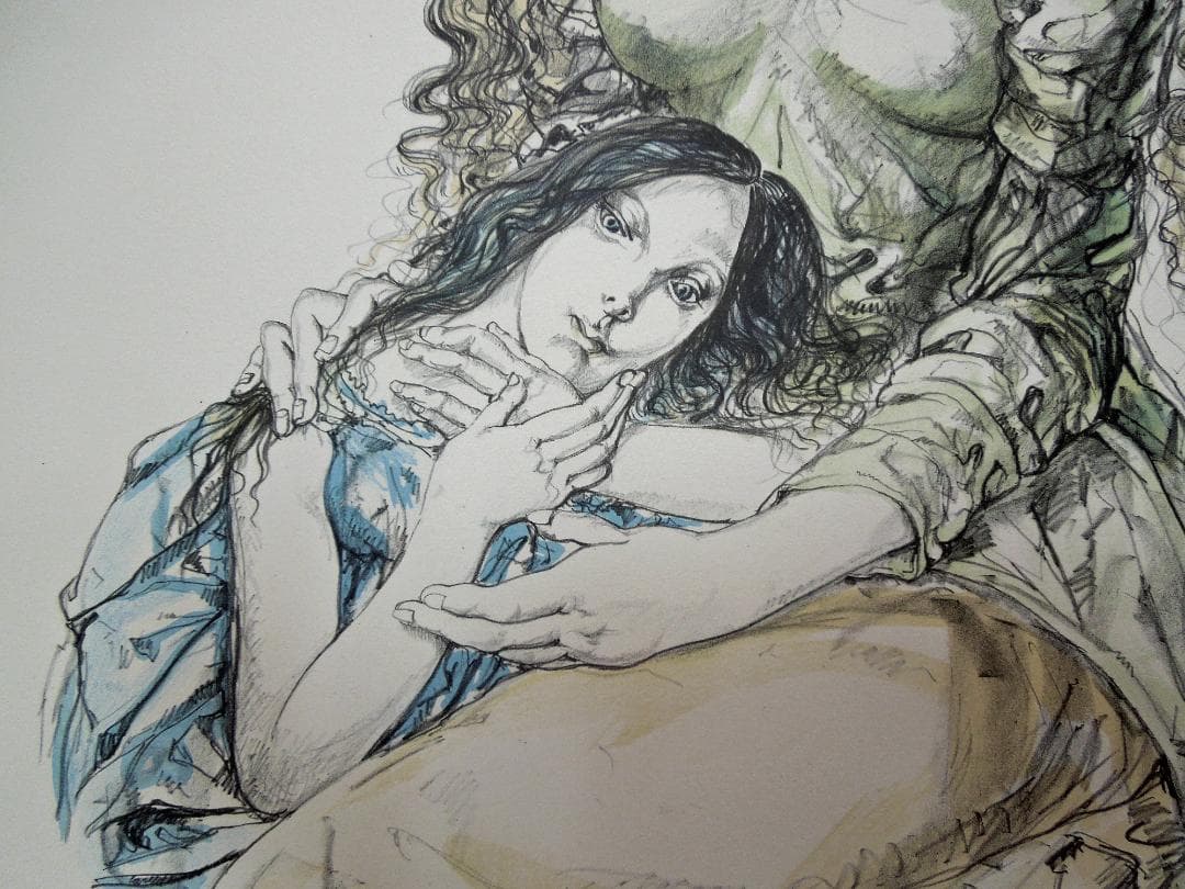 真作　130万円　君代コレクション　藤田嗣治　母と娘　直筆サイン　ブイッソン証明