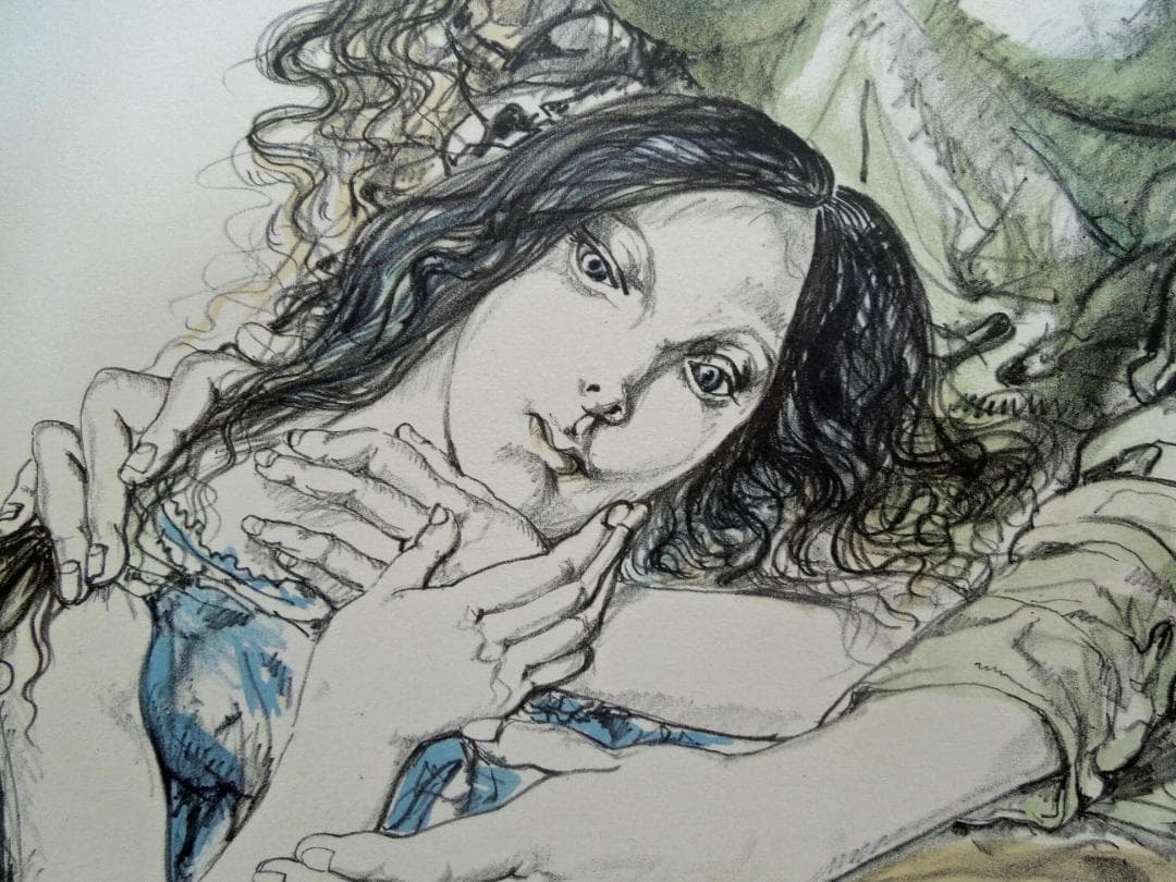 真作　130万円　君代コレクション　藤田嗣治　母と娘　直筆サイン　ブイッソン証明