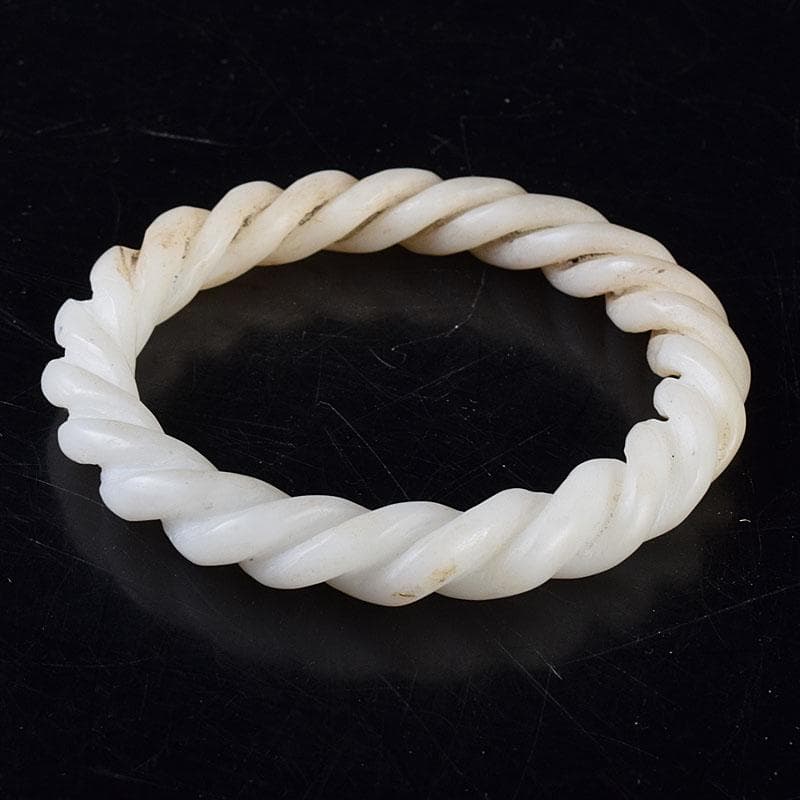 中国　玉石白玉彫刻　玉器　環　装飾品　C　8708E