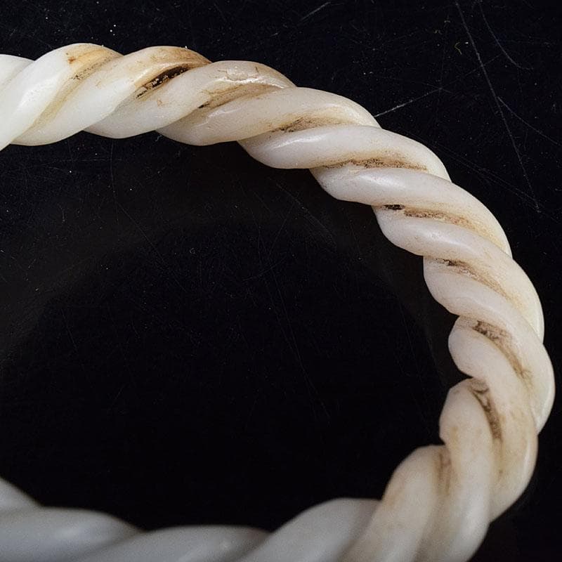 中国　玉石白玉彫刻　玉器　環　装飾品　C　8708E