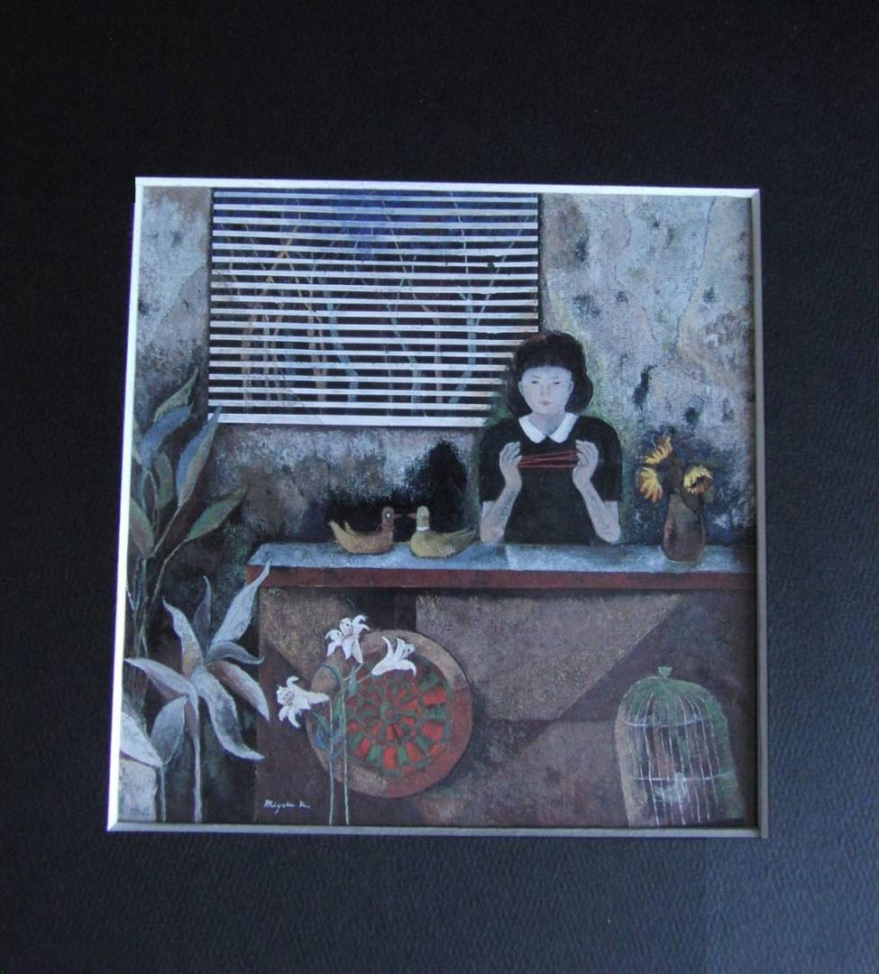 國尾三代子、【刻】、希少な額装用画集より、新品額装付、状態良好