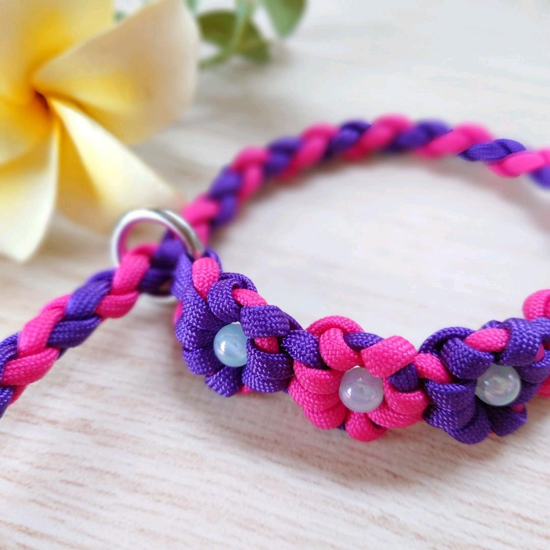 パラコードリード　スリップリード　首輪一体型リード　お花　№024