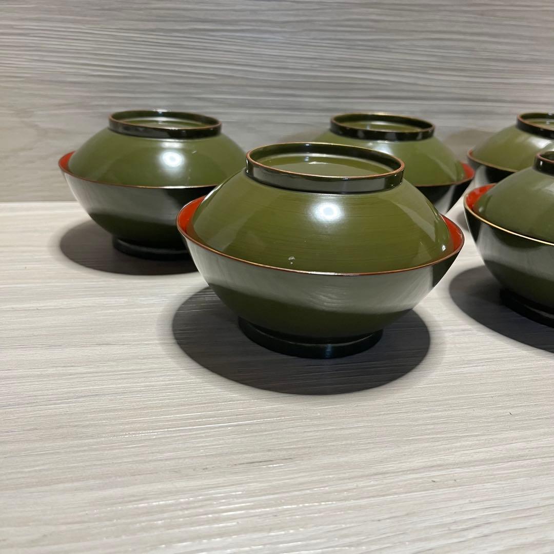 和製　アンティーク　江戸～明治　輪島塗　青漆　お吸い物椀　20客セット