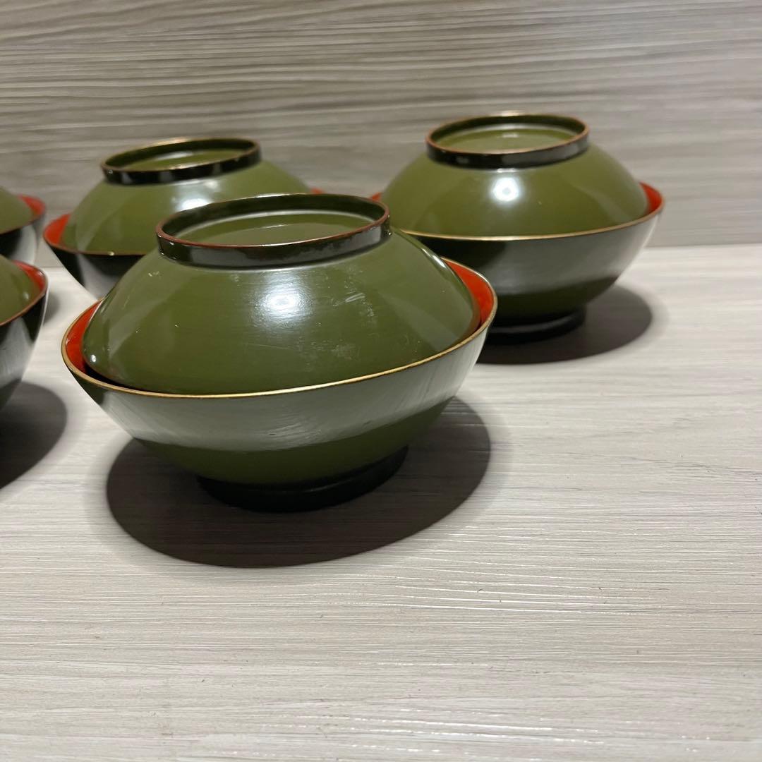 和製　アンティーク　江戸～明治　輪島塗　青漆　お吸い物椀　20客セット