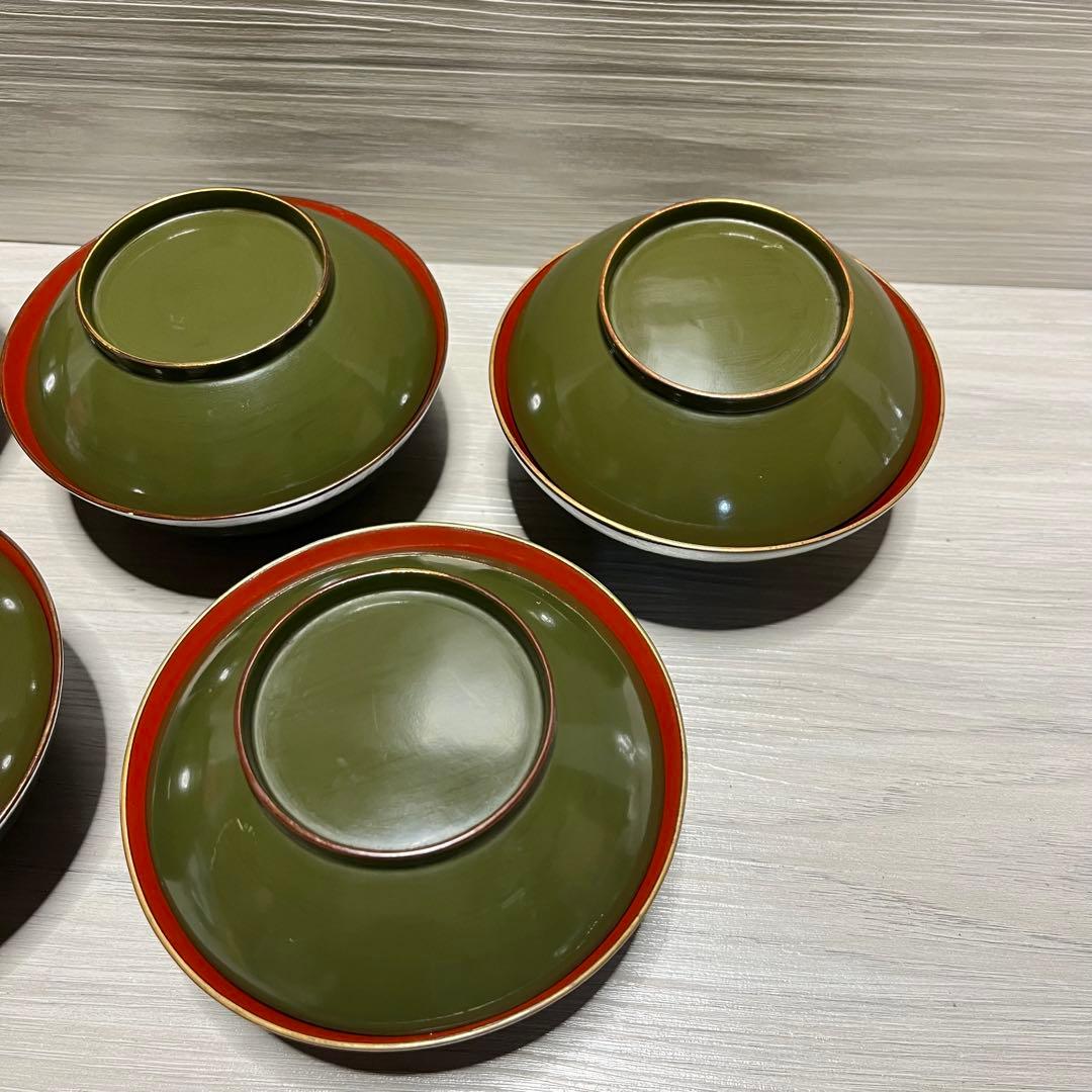 和製　アンティーク　江戸～明治　輪島塗　青漆　お吸い物椀　20客セット