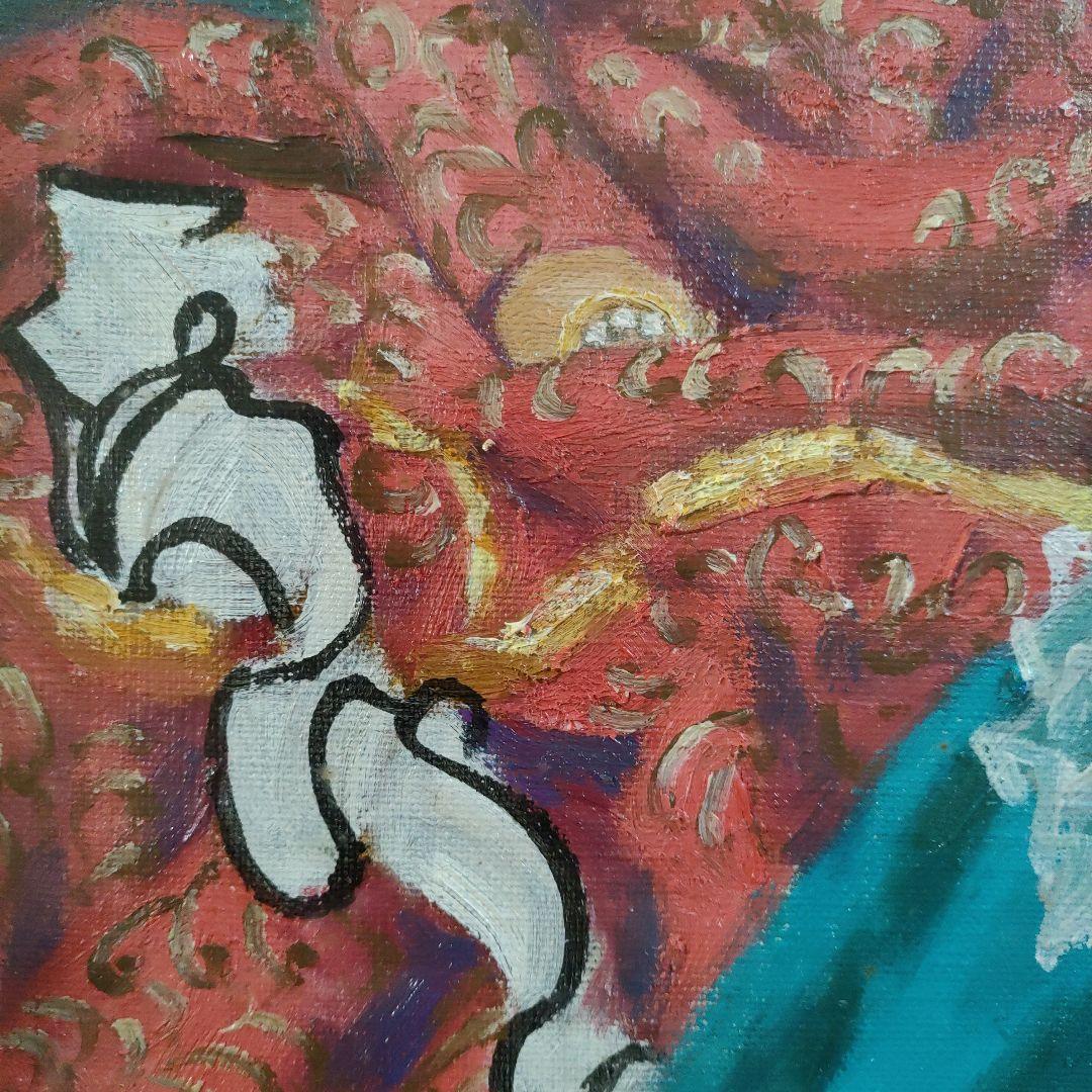 横山申生　油彩画 F6号『フランス人形　二態』額装　共シール付