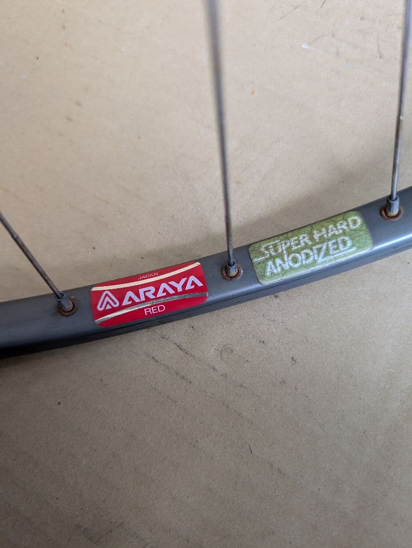 ロードバイク/チューブラータイヤ用ビンテージＡＲＡＹＡ赤ラベルホイール前後セット