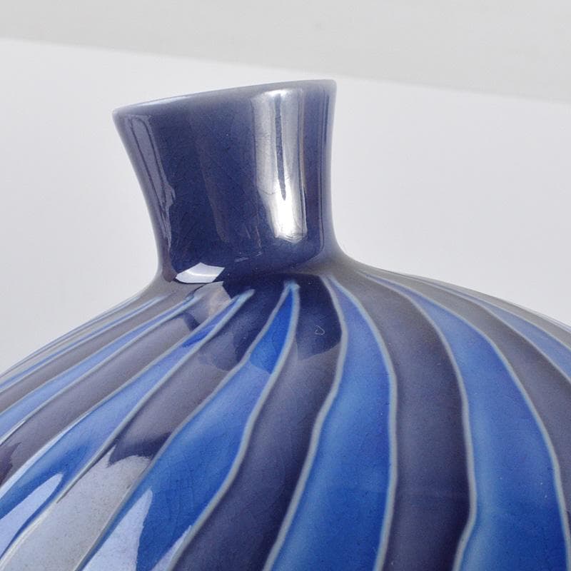 九谷焼　近藤満作　彩釉　線文花生　花瓶　共箱 V　R4208