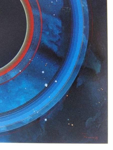 田中稔之、遠雷、希少画集画、新品額装付、状態良好