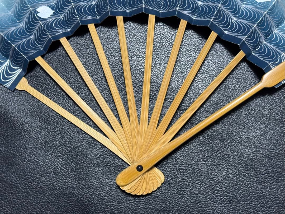 扇子　33.3cm 十松屋福井扇舗　金もみ　桜　観世水　仕舞扇　能楽　着物