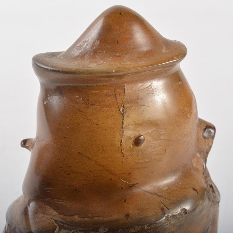 天然石　鑑賞石　安倍川　鉄丸石　置物　唐木台付　C　R7096