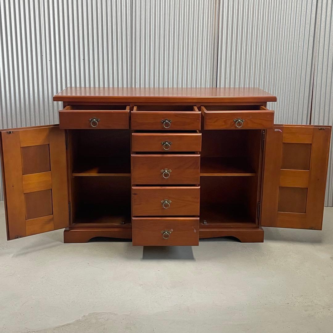 南欧風 タイルキャビネット 花柄 バレンシア調 サイドボード 収納家具