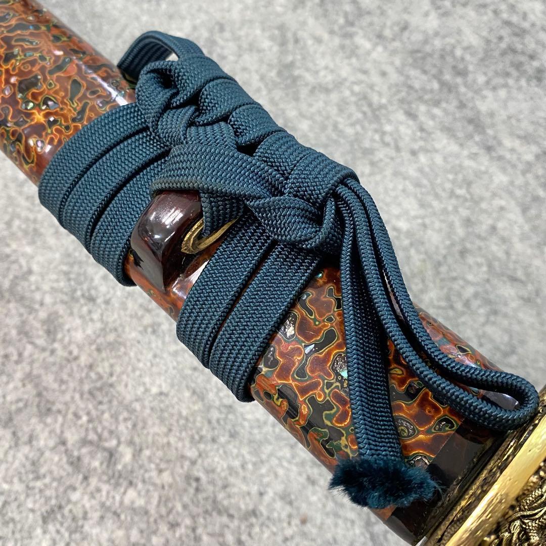 美品 模造刀 津軽塗り 本漆塗 堆朱 大刀 小刀 セット 螺鈿細工 刀袋付き 侍