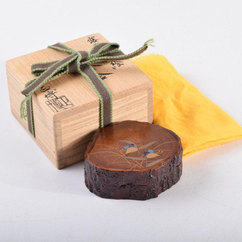 茶道具　正博作　露草蒔絵　蔦香合　共布共箱　V　8968