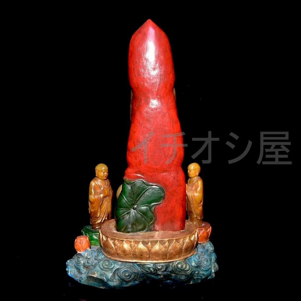 中国古美術 寿山田黄石彫 尚均銘《一佛兩弟子》印章 共箱 極細工 時代物 置物