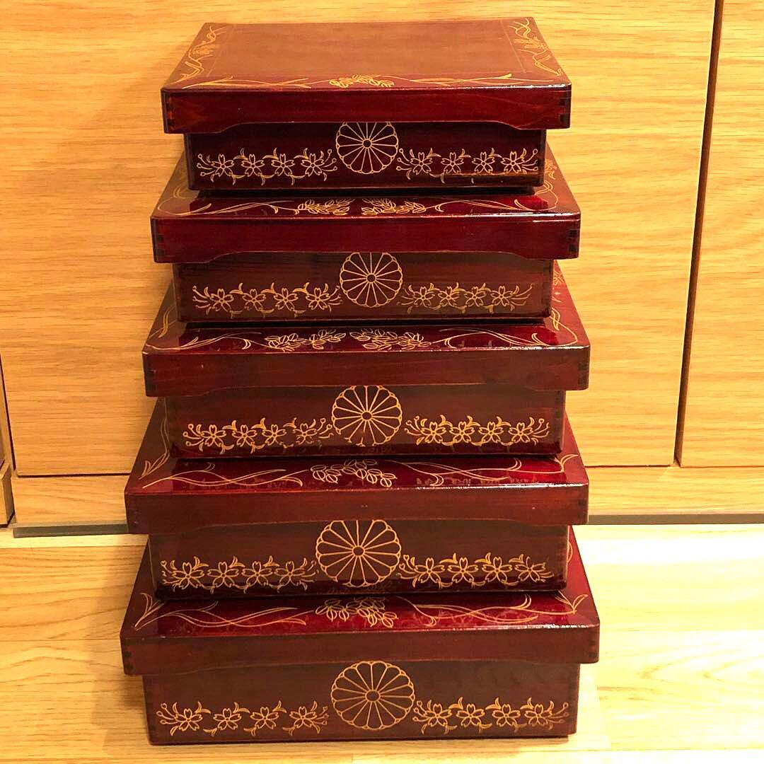 重箱 入れ子 五段 アンティーク 時代もの 栄重 アール・ヌーヴォー 木箱