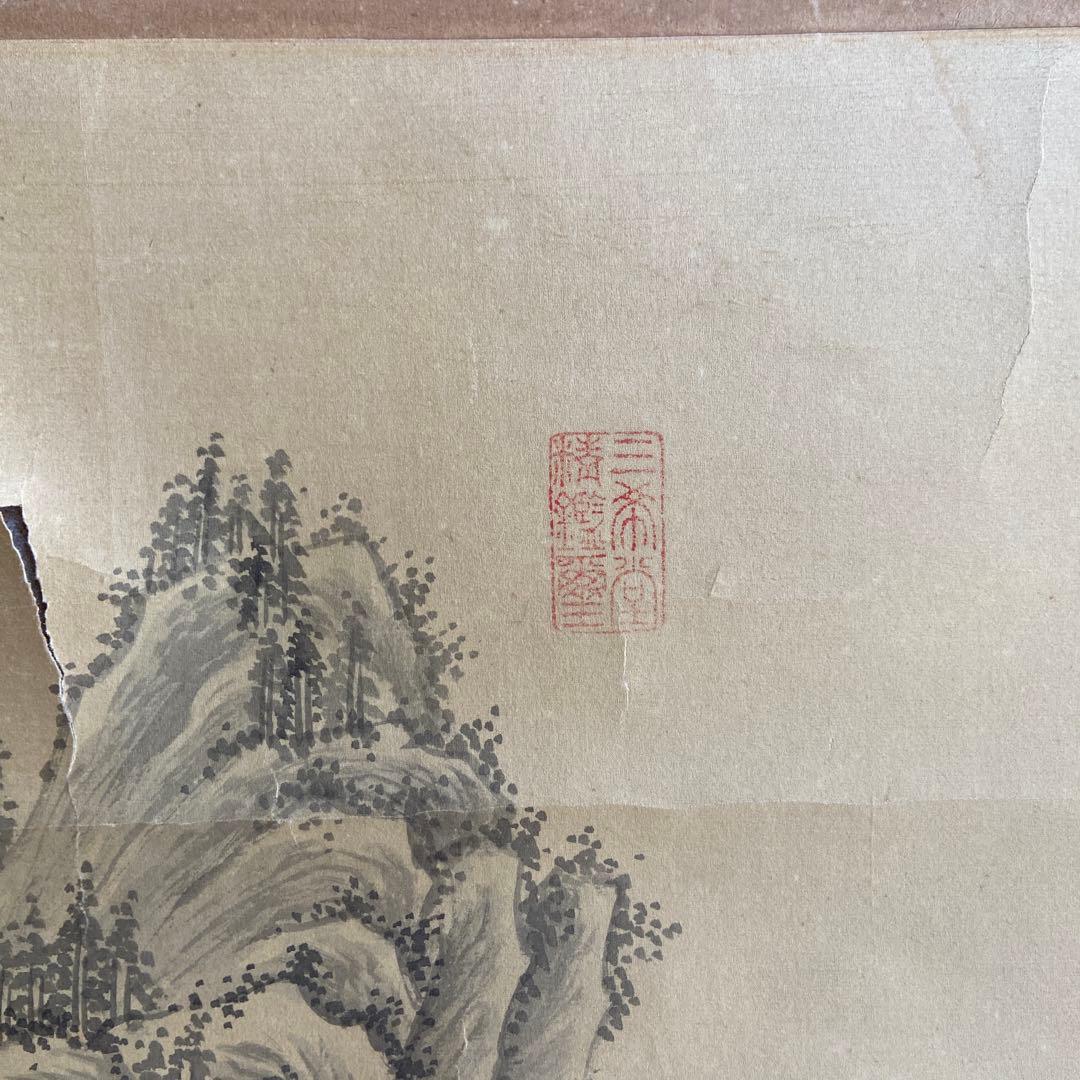 古い中国山水画掛軸