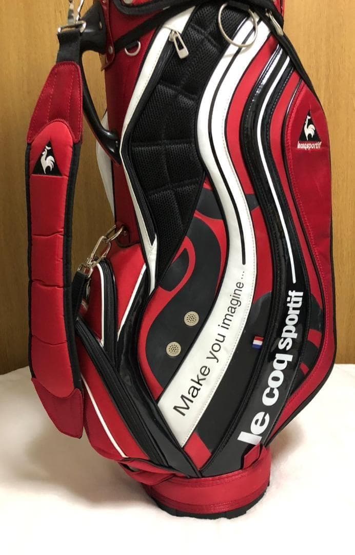 美品 ルコック ゴルフバッグ 9.0型 ブラック/レッド プロ仕様 送料込み