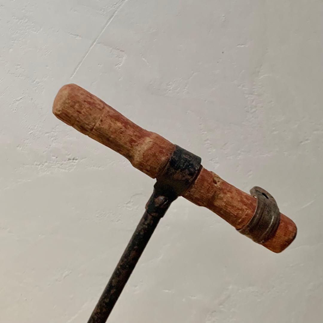 木と鉄できた 古い キックボード アンティーク 古道具 昭和レトロ オブジェ