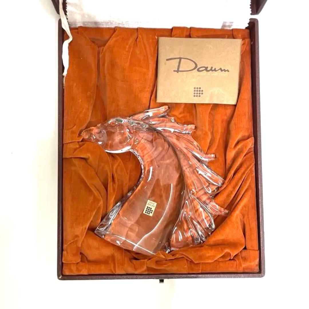 Daum クリスタルガラス 馬の頭部彫刻　オブジェ　ケース付き