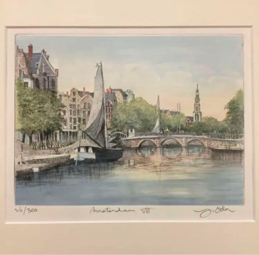 絵画・額縁・版画・織田 義郎・新品未使用・アムステルダムⅫⅠ・エッチング・美術品