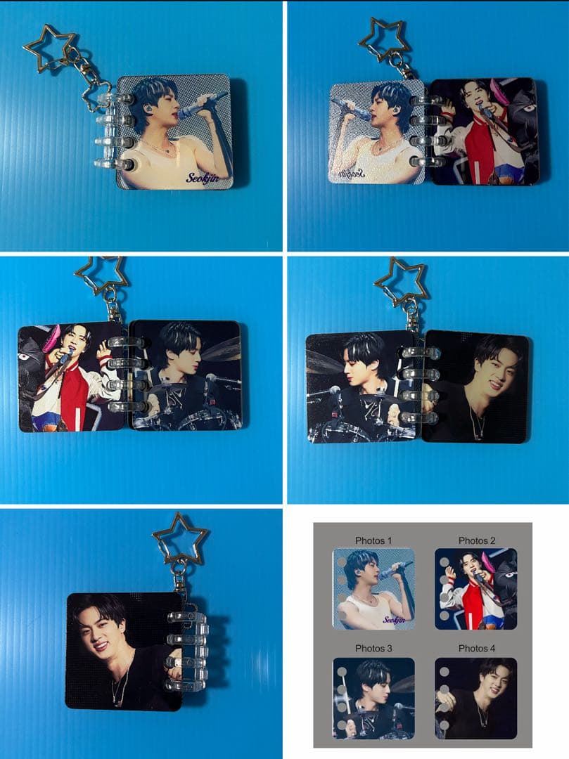 BTSJINフィルムブックマーク・ロングステッカー・両面ホログラムフォトカード①