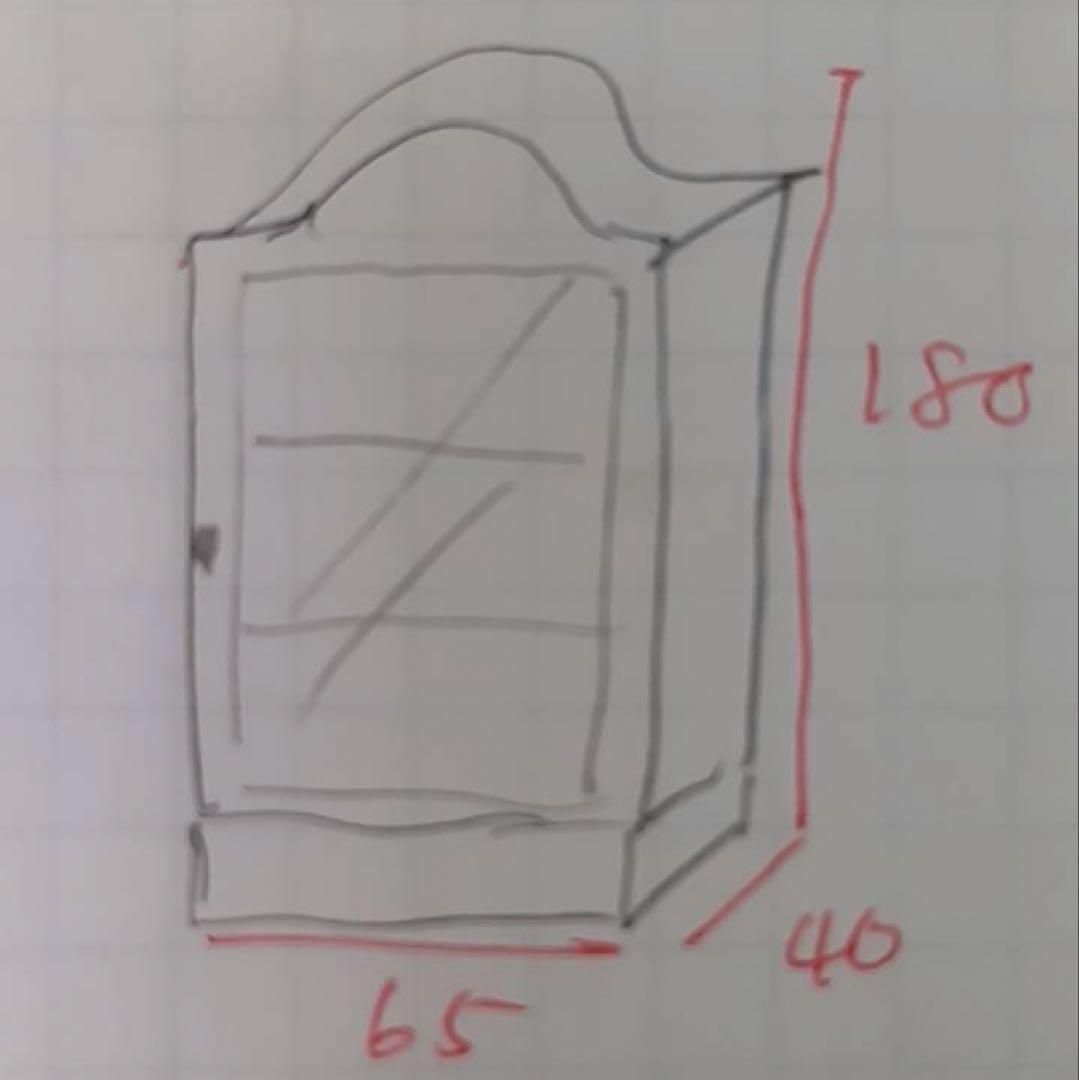 アンティーク ホワイト木製 キャビネット 大型 食器棚 ショーケース