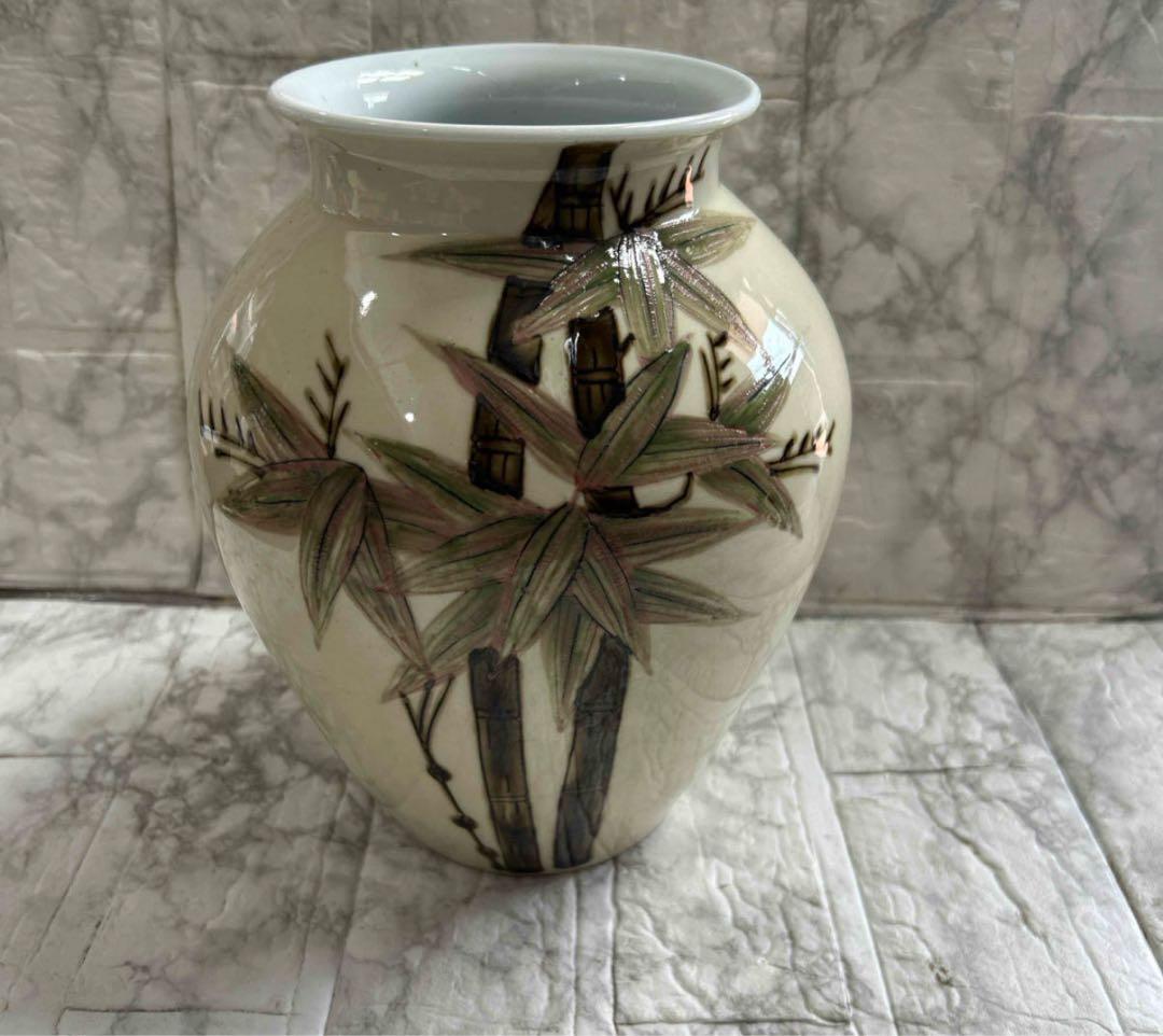 【取引所様限定】有田焼　琥山窯　竹柄　花入　花瓶　骨董品　年代物