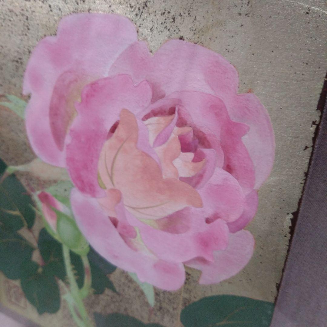 湯口絵美子日本画 薔薇ノ花サク（ブルー・バユー）