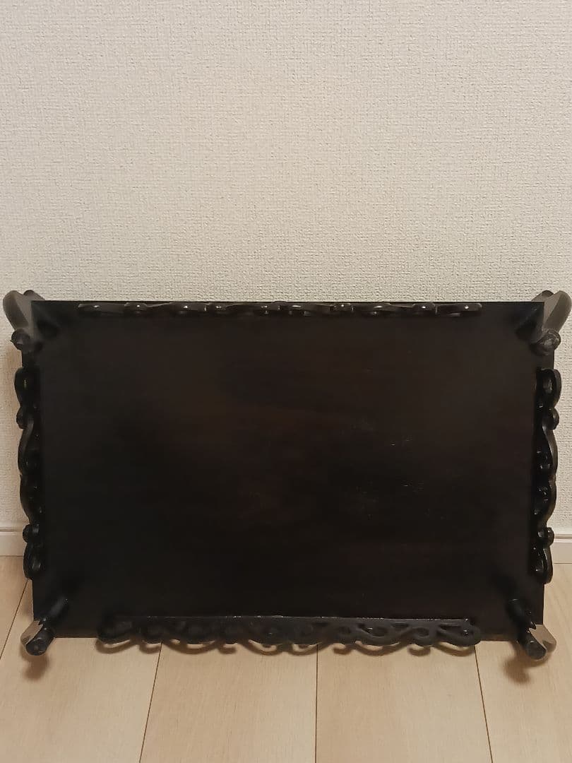 黒檀　唐木　透かし彫り　盆栽台　飾台　花台　香炉台　平卓　中国美術