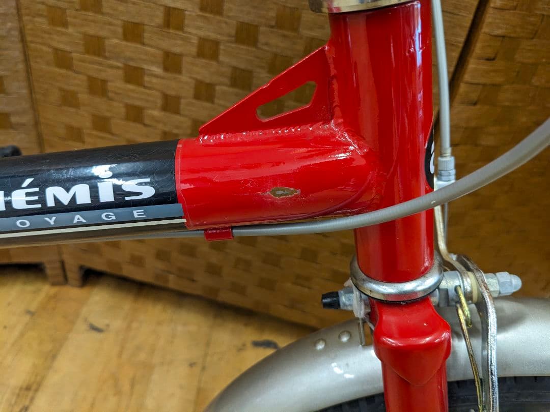 U007 美品　折り畳み自転車　20インチ　カゴ付き　レッド