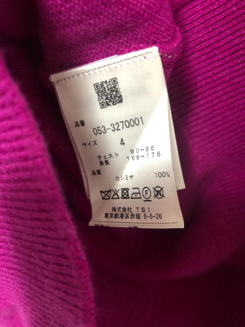 未使用 カシミヤ クルーネックニットセーター カシミヤ100% 4 M ピンク