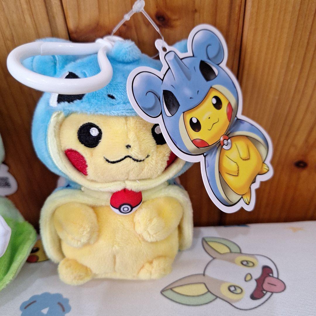 タグ付き　ラプラス　セレビィ　ピカチュウ　ポンチョ　マスコット　ぬいぐるみ