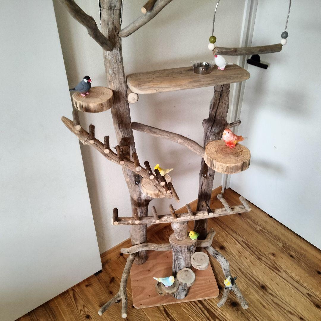 ことり バードアスレチックジム大型 天然木 自然木 流木 止まり木 インコ
