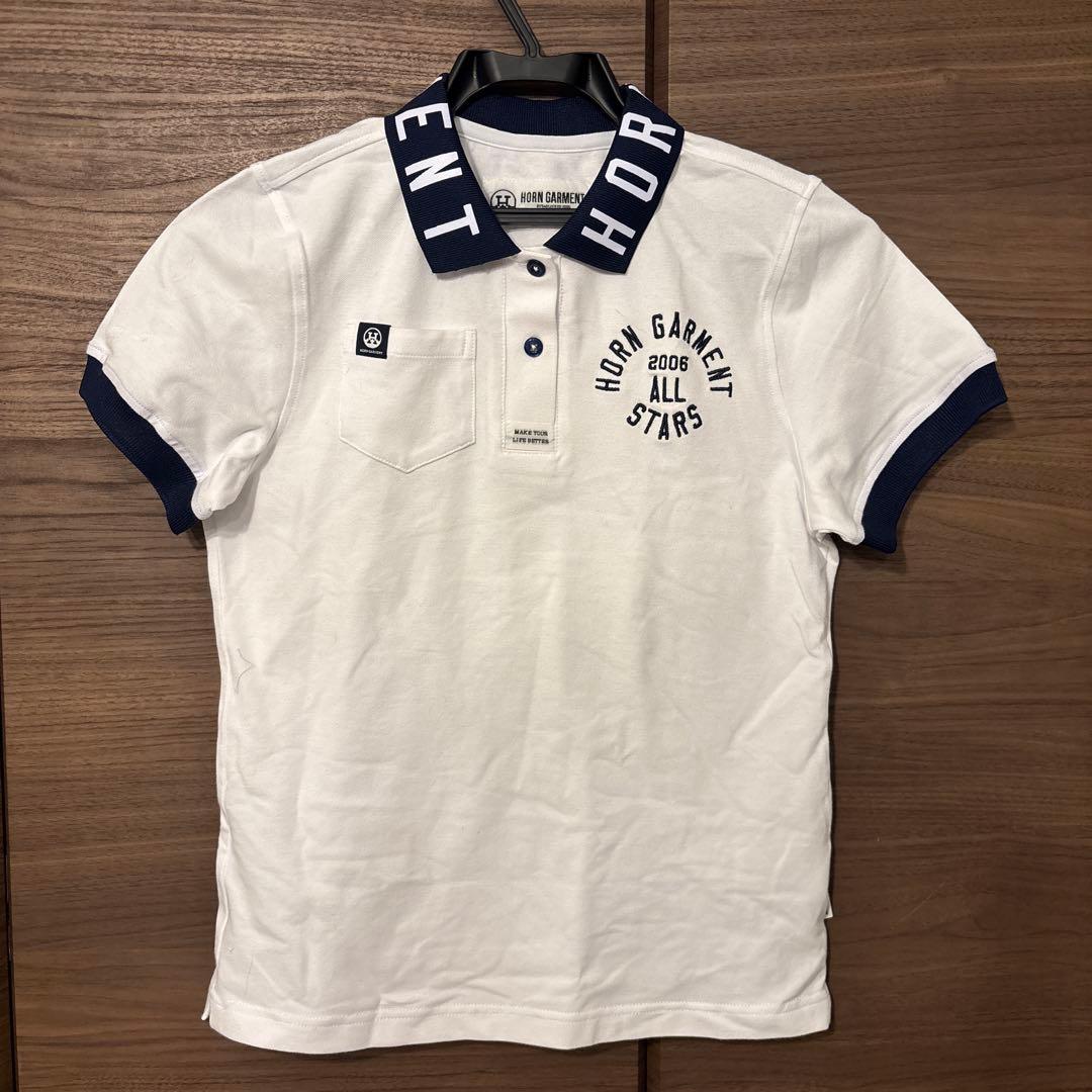 HORN GARMENT ポロシャツ ホワイト/ネイビー