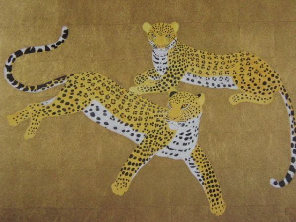 河嶋淳司、【豹　デュエットIII】、希少な額装用画集より、状態良好