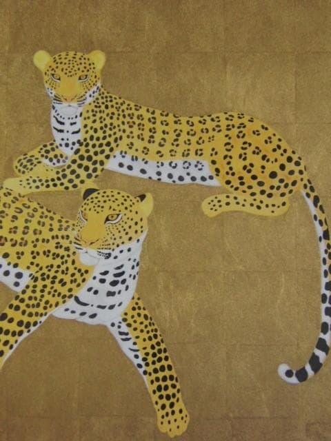 河嶋淳司、【豹　デュエットIII】、希少な額装用画集より、状態良好