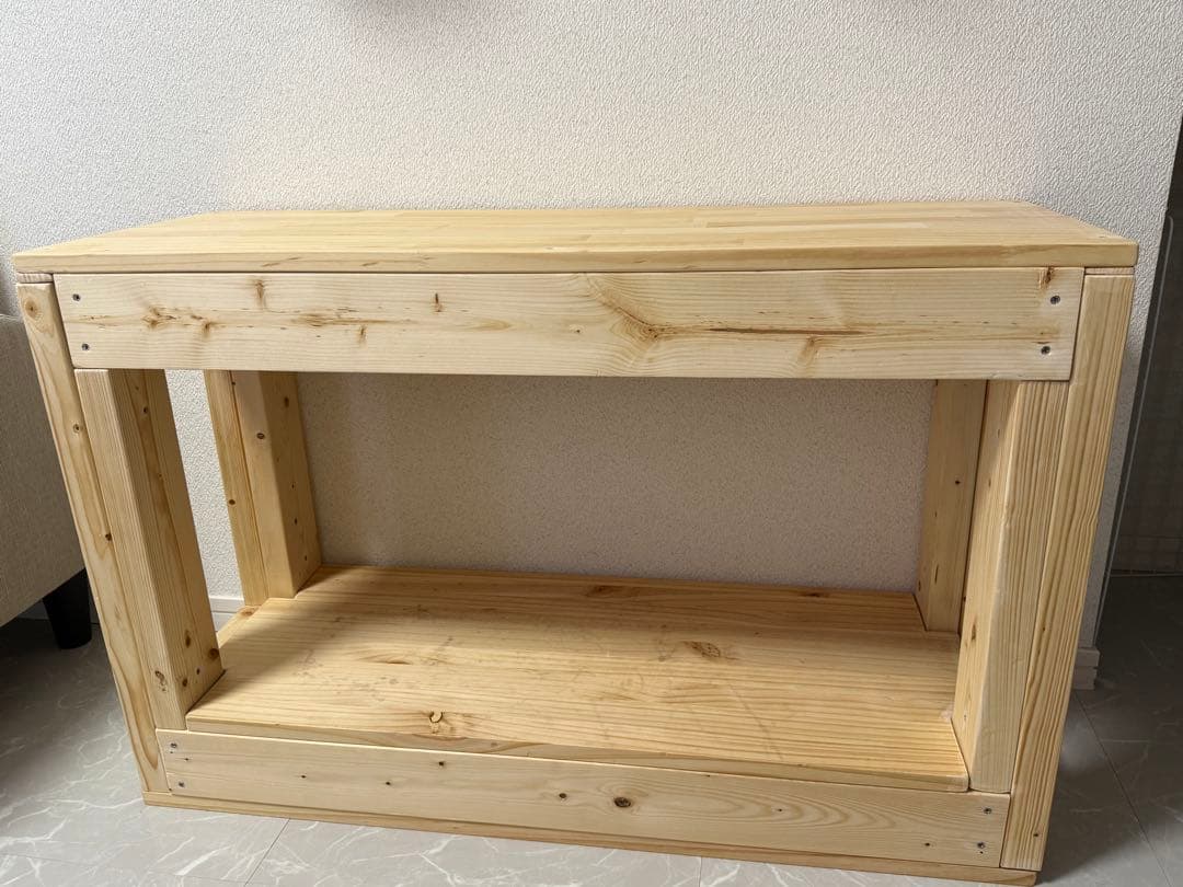 90cm自作水槽台、ナチュラルウッド(防腐防虫クリア塗装済み)