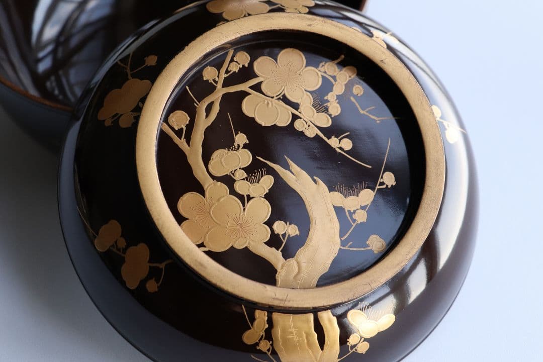 CL50 時代輪島塗 梅金蒔絵 黒塗椀 二客 木製漆器 漆芸 茶懐石