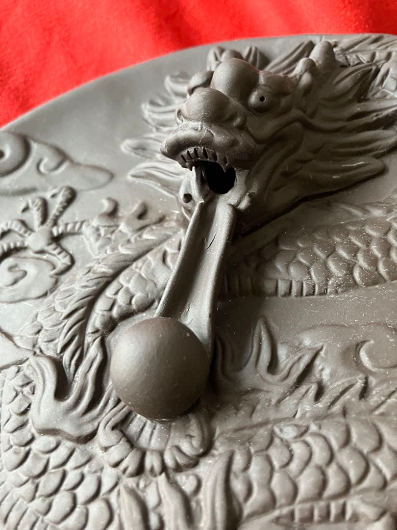 【美品】龍　ドラゴン　飾り皿　筋斗雲（⁉︎）皿　　スタンド付