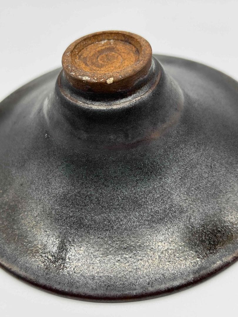 南宋時代　油滴天目茶碗　笠茶盞 旧家蔵出し 唐物　古賞物　時代物(E-69)