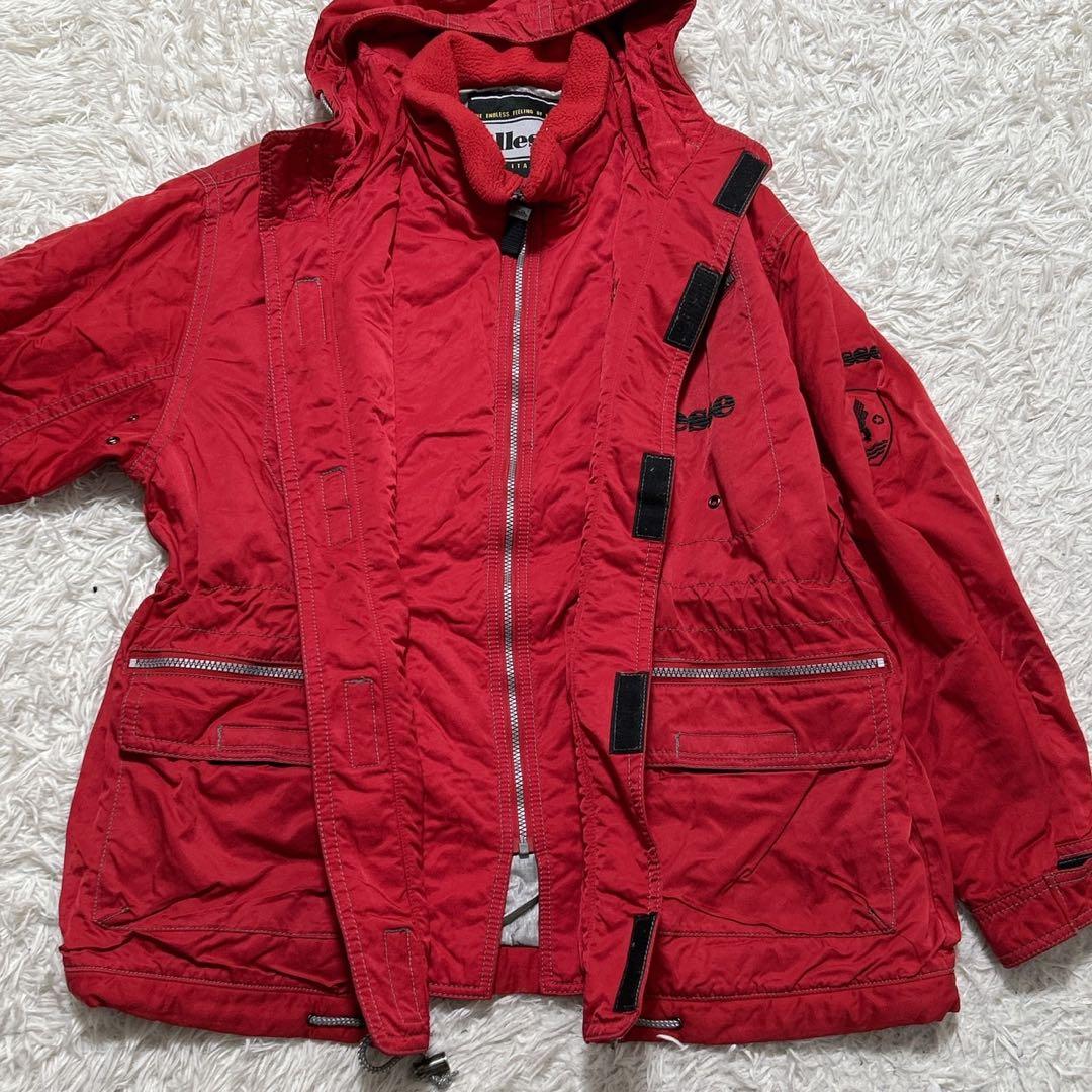 【2277】ellesse エレッセ　スキーウェア　ビッグプリント　イーグル　赤