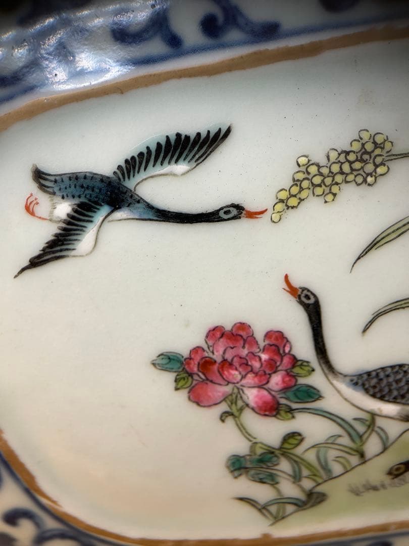 大清道光年製 手描 粉彩 牡丹双鳥図 壁瓶（壁掛け花瓶）中国古美術 希少 古玩